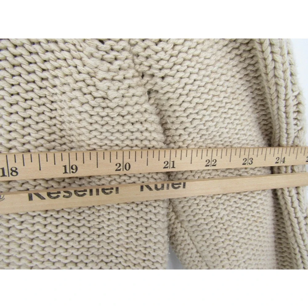 LL Bean Cable Knit Sweater XL Beige Cowl Neck Cabin Gorpcore Preppy Classy Cozy